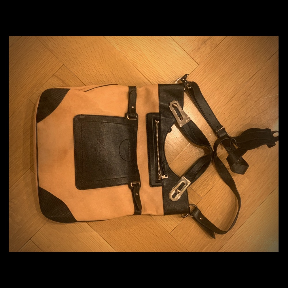 Balenciaga two tone messenger bag purse